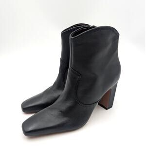 Franco Sarto Bayden Square Toe Heel Boots Women's Black Size US7.5M EU38